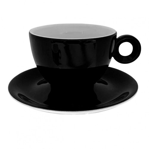 Rondo Cappuccino 20 cl. SET, glatt und Tasse mit weißer Innenseite und schwarzer Außenseite